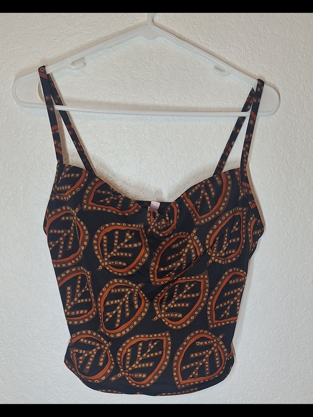 Victoria's Secret Brown & Black Leaf Print Tankini Top - Size 36C